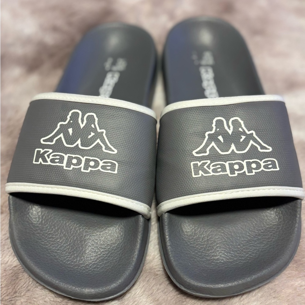 Kappa Gray Slide Sandals Unisex US 6 EU 37 Logo Slip On New